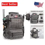 Waterproof Fishing Tackle Backpack with Rod Holders and 45L Storage - Storm Gray