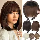 Synthetic Headband Bangs Extension Fake Hair Blunt Fringe with Long French Bangs