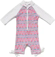 [ADAVERANO] Baby Girls Sunsuits UPF 50+ One Piece 3/4 Sleeves with Sun Cap