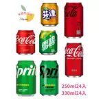 (可街口支付)COCA COLA可口可樂ZERO 易開罐 可樂 雪碧 芬達 250ML24入 330ML24入