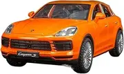 Scale Finished Model Car 1/24 for Porsche Cayenne S Turbo Luxury SUV Finished Model Cars Die-cast Vehicles with Sound and Light Miniature Replica Car(Orange)