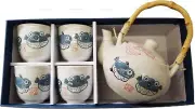 Japanese White Porcelain Tea Set Blowfish