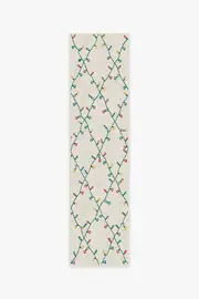75' x 305' | Machine Washable Runner Rug | Kid & Pet Friendly | Indoor Rug | Holiday Lights Creme Rug | Ruggable