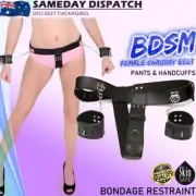BDSM Female Chastity Belt with Handcuffs - Bondage Restraint Underwear Sex Toy