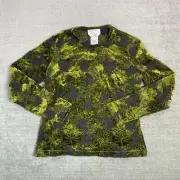 Talbots Top Women S Green Floral Long Sleeve Casual Boho Velvet Burnout Whimsy