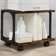 Printer Stand 2-Tier Storage File Organizer Smoked Oak Engineered Wood vidaXL