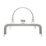 Metal Purse Frame, 7" Square Kiss Lock Clasp Frame Embossed(Silver)