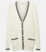 [Alessandra Rich] Alessandra Rich Oversized cable-knit cotton cardigan AU 12 white
