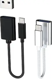 Micro USB OTG Adapter(2 Pack) USB-A Female to Micro USB Male for Android Phone Tablet Computer Adaptor USB OTG 3.0 Cable Connector Data External Drive Stick Keyboard Converter Compatible for Samsung