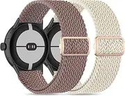 [EverAct] 2 Pack Stylish and Durable Braided Bands Nylon Compatible with Google Pixel Watch Band, Elastic Adjustable Straps Replacement Wristbands for Google Pixel Watch 2/1 Bands for Women Men