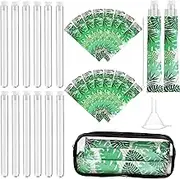 fethwoin 39 Pcs Tampon Tube Flasks Set for Women Includes 12 Reusable Plastic Flasks for Girls, 24 Self Adhesive Wrappers, 1 Funnel,1 Clear Box, Flasks for Cruise Event, Concert, Outdoor Sports