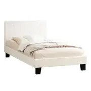 Oikiture Bed Frame King Single Bed Platform White Boucle
