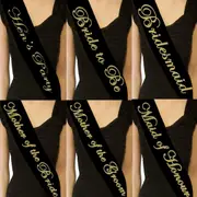 Maid Of Honour Black Glod Hens Party Sash Sashes Bride Night Party Bridal Wedding Bridesmaid Bachelorette