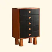 GUAWJRZDP 5 Drawer Chest, Wooden Storage Cabinet, Chest of Drawers, Rustic Drawers Organizer Storage, Drawers Storage with Breathable Holes, for Bedroom Living Room(Black+Walnut)