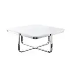 35 White And Silver Metallic Stainless Steel Square Coffee Table