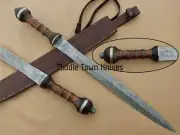 Handmade Damascus Steel Gladiator Sword/Gladius Sword With Rose Wood Handle.