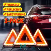 3x Car Truck Emergency Warning Triangle Safety Approved Reflective Roadside Kit