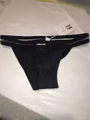 Asos Twiin Tyler Black Sheer Sides Bikini Bottom XS NWT