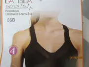 LA ISLA WOMEN'S BLACK HIGH IMPACT WORKOUT RUNNING POWERBACK SPORT BRA 36B NWT