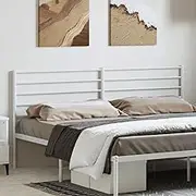 Metal Headboard King Size, White Steel Frame, Sturdy Back Support for Bedroom Decor, Classic Design Bed Frame Accessory
