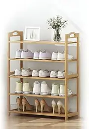 Bamboo Shoe Rack Storage Organizer Wooden Shelf Stand Shelves 3/4/5 Tiers Layers (5 Tiers)