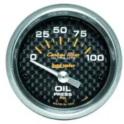 Autometer Carbon Fiber Oil Pressure Gauge Electric - 0 - 100 PSI, 2 1/16 Inch, Short Sweep, AU4727