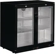 Polar G-Series Counter Back Bar Cooler with 2 Hinged Doors, 208 Liter Capacity, Black