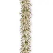 National Tree Christmas Garland 9' Snowy Sheffield Spruce w/ Twinkly LED Lights