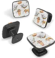 12 Pack Kitchen Cabinet Knobs Pulls, Drawer Knobs for Modern Closet Furniture Door, Animal Koala Sloth Forest