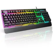 Wired Keyboard, 2.4G USB Computer Keyboards, 7-Color & 4 Modes Backlit, Whisp...