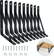 10 Pack Shelf L Brackets Lightweight Shelf Bracket Black Metal Home 12 x 8 NEW