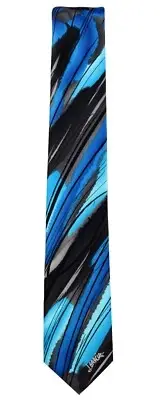 Men's Jerry Garcia Designer Necktie - Black, Aqua and Blue - NWT