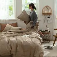 在飛比找蝦皮購物優惠-日系水洗棉親膚床包 裸睡床包 北歐風 棉麻 ins風 床罩 