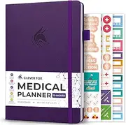 Clever Fox Compact A5 Medical Planner 12-Month - Health Diary, Wellness Journal & Logbook to Track Health - Self-Care Journal - 12 Months, Undated (Purple)