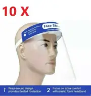10Pcs Safety Full Face Shield Reusable Washable Face Mask Clear Protection Cove