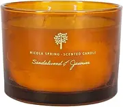 [Nicola Spring] Sandalwood & Jasmine Scented Candle - 350g - Natural Soy Wax 38 Hour Burning Time Large Candles Relaxing Fragrance Gift Set Aromatherapy Candle