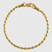 18K Gold Vermeil Rope Chain Bracelet 3mm Mens Sterling Silver Luxury Twist Link