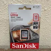 SanDisk Ultra 16GB SD SDHC Flash Memory Card Class 10 40MB/s 266X Full HD