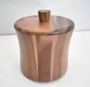 Woodard & Charles 3 Quarts 8" Brown Acacia Wood Ice Bucket with Liner & Lid