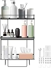 Hnvdkln 3-Tier Over The Toilet Storage, Space SavingMetal Bathroom Shelves with Anti-Tipping Device, 3 Hooks, 3-Tire Above Toilet Stand, Space Saver Shelf for Bathroom (Black)