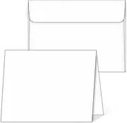 HongyiTime Blank Cards and Envelopes 5x7, 25 Pack White Invitation Cardstock with 25 Pack Envelopes, Self-Seal Thank you Blank Greeting Cards and Envelopes, Print custom, for All Occasions DIY
