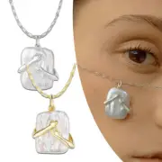 Square Baroque Pearl Pendant Necklace Couple Gift Valentine's Day Jewelry