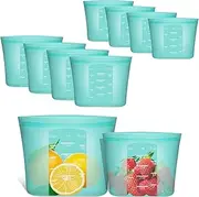 Annaklin Reusable Sandwich & Snack Bags, 8 Pack 100% Silicone Food Storage Bags Stand Up Zip Lock for Food Container, Freezer Microwave Oven Dishwasher Safe, 4 Medium 4 Small, Aqua