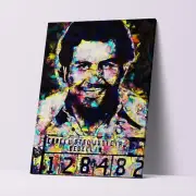 The Notorious Pablo Escobar Art on Canvas. Colorful Brush Strokes. #C111