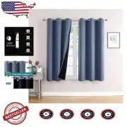 Grommet Top Stone Blue Blackout Curtains for Privacy and Light Control - 2 Pack
