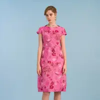 在飛比找momo購物網優惠-【NADIA LIN 林臣英】桃粉V領蓋袖洋裝