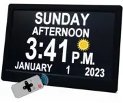 【Upgraded】 11.5" Large Digtal Clock with Day and Date for Seniors, 11.5" Black