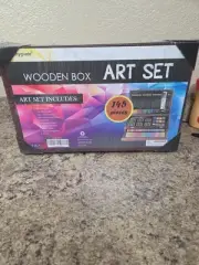 Sunnyglade 145 Piece Deluxe Art Set Wooden Art Box & Drawing Kit with Crayon