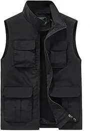 [QtthZZr] Men's Vest Multi-Pocket Casual Gilet Outdoor Sleeveless Climbing and Fishing Waistcoat Quick Dry Breathable Jacket