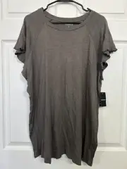 NWT Torrid Size 2 18/20 Classic Fit Gray Cotton Modal Flutter Sleeve Tee T-Shirt